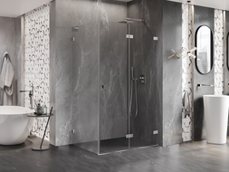 Mexen Lunar-F L сгъваема душ кабина дясна 95 x 90 см, прозрачна, хром - 836L-095-090-01-00-P