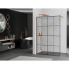 Mexen Kioto душ кабина Walk-in 140 x 200 см, черна решетка 8 мм, розово злато