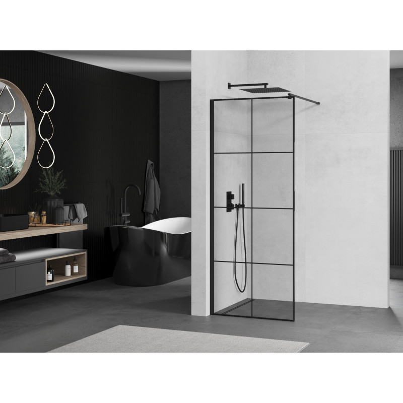 Mexen Kioto душ-преграда Walk-in 90 x 200 см, черна решетка 8 мм, черна - 800-090-101-70-77