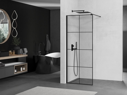 Mexen Kioto душ панел Walk-in 90 x 200 см, черен шаблон 8 мм, черен - 800-090-101-70-77