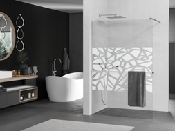 Mexen Kioto+ душ стена с рафт Walk-in 70 x 200 см, бял мотив, хром - 800-070-121-01-85