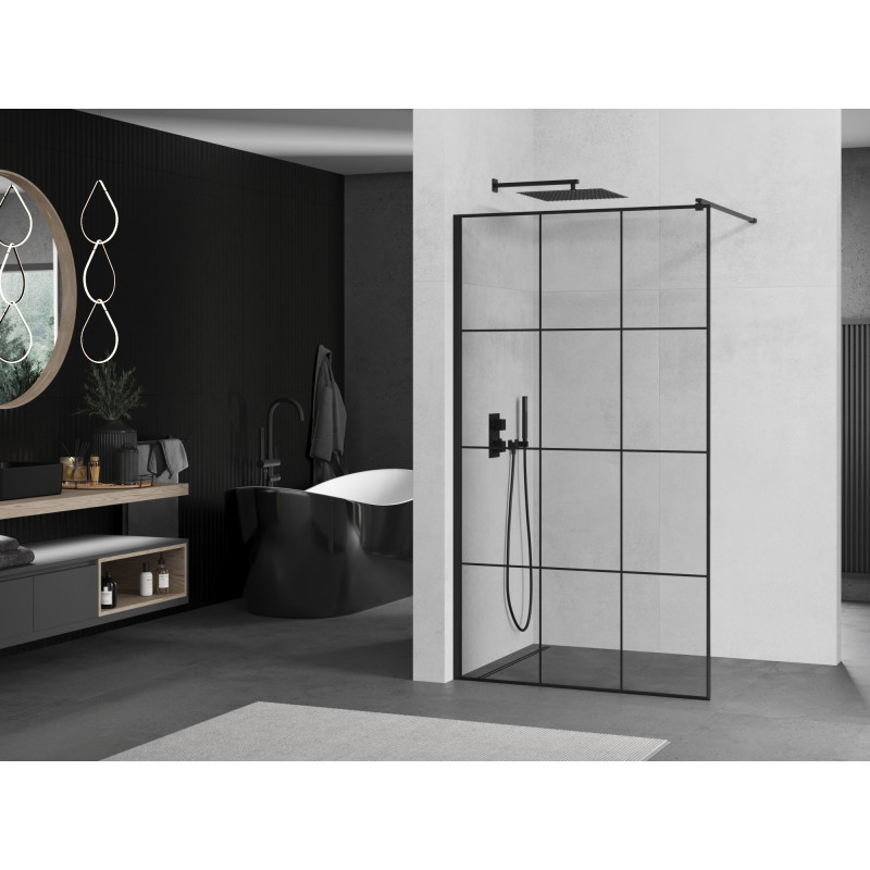 Mexen Kioto стена за душ Walk-in 100 x 200 см, черна решетка 8 мм, черна - 800-100-101-70-77