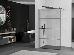 Mexen Kioto стена за душ Walk-in 100 x 200 см, черна решетка 8 мм, черна - 800-100-101-70-77