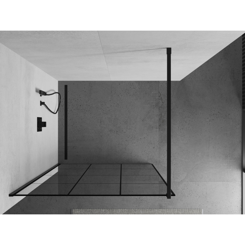 Mexen Kioto душ стена Walk-in 120 x 200 см, черна решетка 8 мм, черна - 800-120-101-70-77