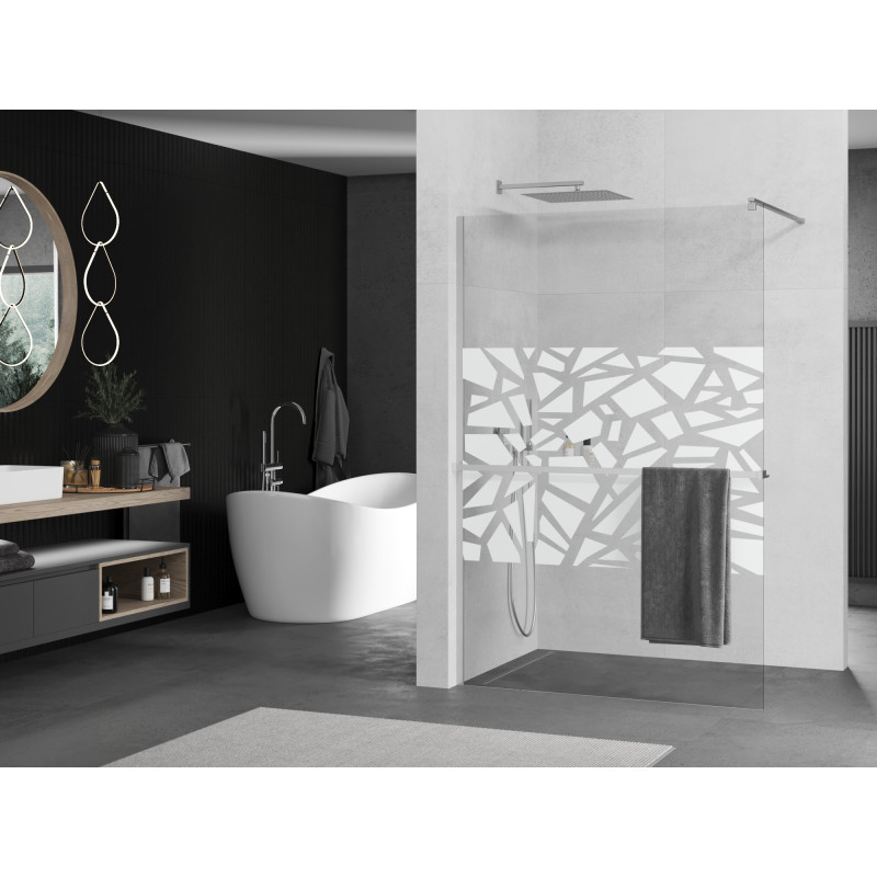 Mexen Kioto+ душ преграда с рафт Walk-in 80 x 200 cm, бял шарка, хром - 800-080-121-01-85