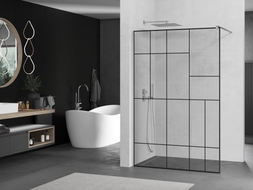 Mexen Kioto душ преграда Walk-in 90 x 200 cm, черен модел 8 mm, хром - 800-090-101-01-78
