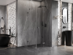 Mexen Lunar-F сгъваема душ кабина дясна 90 x 90 см, прозрачна, gun metal - 836-090-090-95-00-P