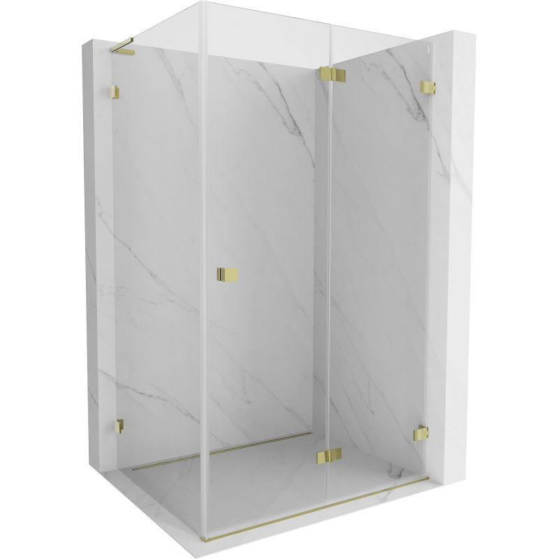 Mexen Lunar-F L сгъваема душ кабина вдясно 85 x 80 см, прозрачно, златно - 836L-085-080-50-00-P