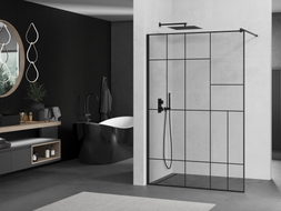 Mexen Kioto душ преграда Walk-in 70 x 200 см, черен мотив 8 мм, черен - 800-070-101-70-78