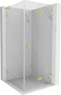 Mexen Lunar-F L сгъваема душ кабина дясна 90 x 90 см, прозрачна, златиста матова - 836L-090-090-55-00-P