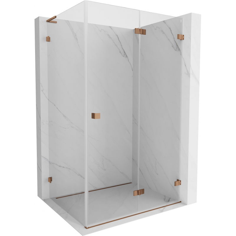 Сгъваема душ кабина Mexen Lunar-F L, дясна 95 x 70 см, прозрачна, розово злато - 836L-095-070-60-00-P