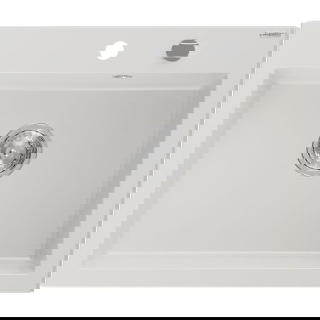 Mexen Elix гранитна кухненска мивка с 1 камера 600 x 500 mm, бяла, хромиран сифон - 6525601005-20