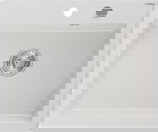 Mexen Elix гранитна кухненска мивка с 1 камера 600 x 500 mm, бяла, хромиран сифон - 6525601005-20