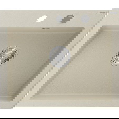 Mexen Elix гранитна мивка с 1 отделение 600 x 500 мм, бежова, хромиран сифон - 6525601005-69