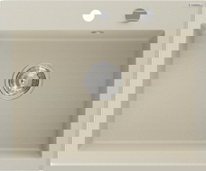 Mexen Elix гранитна мивка с 1 отделение 600 x 500 мм, бежова, хромиран сифон - 6525601005-69