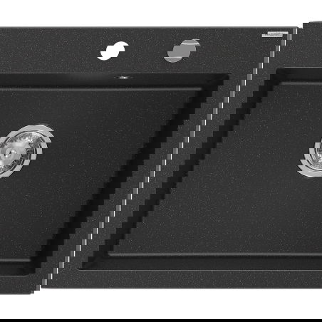 Mexen Elix кухненска мивка от гранит с 1 отделение 600 x 500 мм, черно/сребро металик, сифон хром - 6525601005-73