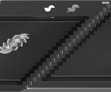 Mexen Elix кухненска мивка от гранит с 1 отделение 600 x 500 мм, черно/сребро металик, сифон хром - 6525601005-73