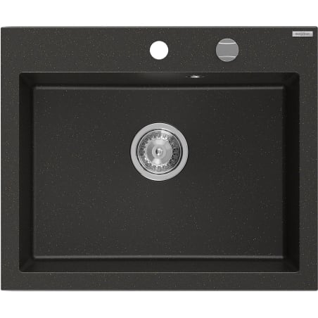 Mexen Elix гранитна мивка с 1 отделение 600 x 500 mm, черен/златен металик, хромиран сифон - 6525601005-75