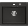 Mexen Elix гранитна мивка с 1 отделение 600 x 500 mm, черен/златен металик, хромиран сифон - 6525601005-75
