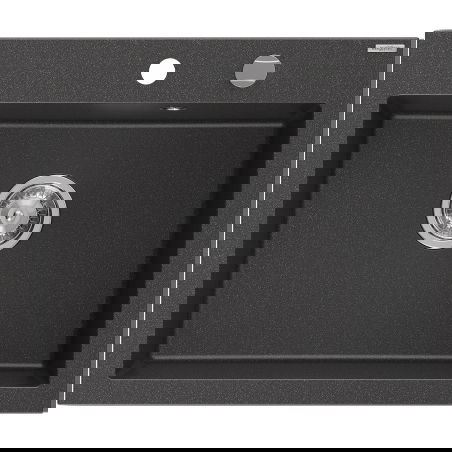 Mexen Elix кухненска мивка от гранит с 1 корито 600 x 500 мм, черна на петна, с хромиран сифон - 6525601005-76