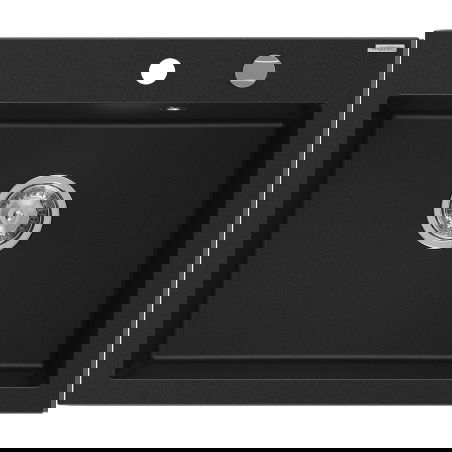 Mexen Elix гранитна мивка с една камера 600 x 500 mm, черна, хромиран сифон - 6525601005-77