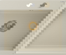 Mexen Elix гранитна мивка с 1 отделение 600 x 500 mm, бежова, златен сифон - 6525601005-69-G