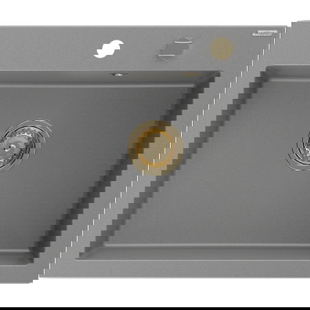 Mexen Elix мивка от гранит с 1 отделение 600 x 500 мм, сив, със златен сифон - 6525601005-71-G