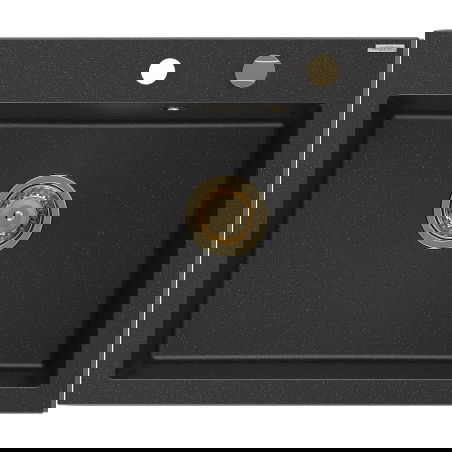 Mexen Elix гранитна мивка с 1 отделение 600 x 500 мм, черен/сребрист металик,