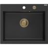 Mexen Elix гранитна мивка с 1 отделение 600 x 500 мм, черен/сребрист металик,