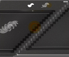 Mexen Elix гранитна мивка с 1 отделение 600 x 500 мм, черен/сребрист металик,