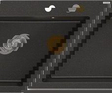 Mexen Elix гранитна мивка с 1 гнездо 600 x 500 мм, черно/златист металик, златен сифон - 6525601005-75-G