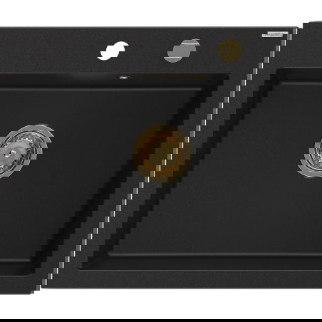 Mexen Elix едночелен мивка от гранит 600 x 500 мм, черна, златен сифон - 6525601005-77-G