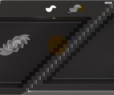 Mexen Elix едночелен мивка от гранит 600 x 500 мм, черна, златен сифон - 6525601005-77-G