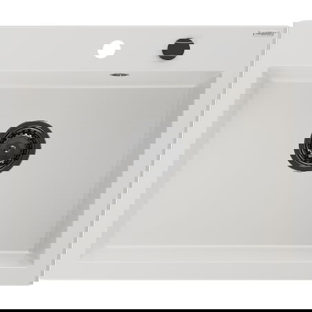 Mexen Elix кухненска мивка от гранит с 1 купа 600 x 500 мм, бяла, черен сифон - 6525601005-20-B