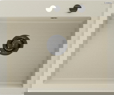 Mexen Elix кухненска мивка от гранит с 1 отделение 600 x 500 мм, бежова, сифон черен- 6525601005-69-B