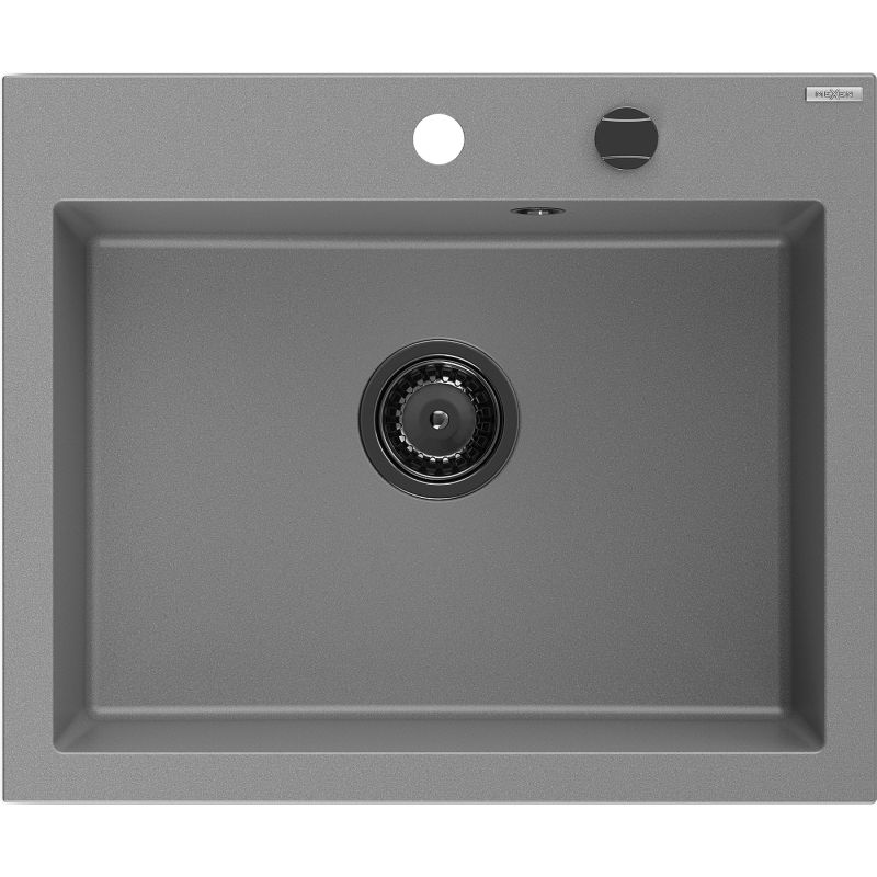 Mexen Elix кухненска мивка гранит 1-камерна 600 x 500 mm, сива, черен сифон - 6525601005-71-B