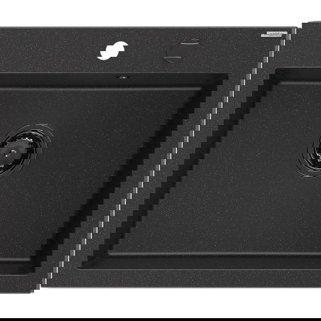 Mexen Elix гранитна мивка с 1 камера 600 x 500 мм, черно/сребърен металик, черен сифон - 6525601005-73-B