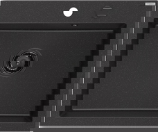 Mexen Elix гранитна мивка с 1 камера 600 x 500 мм, черно/сребърен металик, черен сифон - 6525601005-73-B