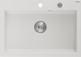 Mexen Elix кухненска мивка от гранит с 1 камера 700 x 500 mm, бяла, сифон хром - 6526701005-20