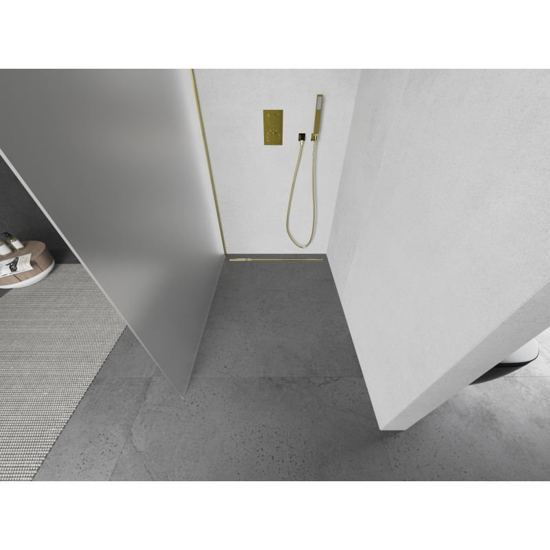 Mexen Kioto душ панел Walk-in 130 x 200 см, матиран 8 мм, златен - 800-130-101-50-30