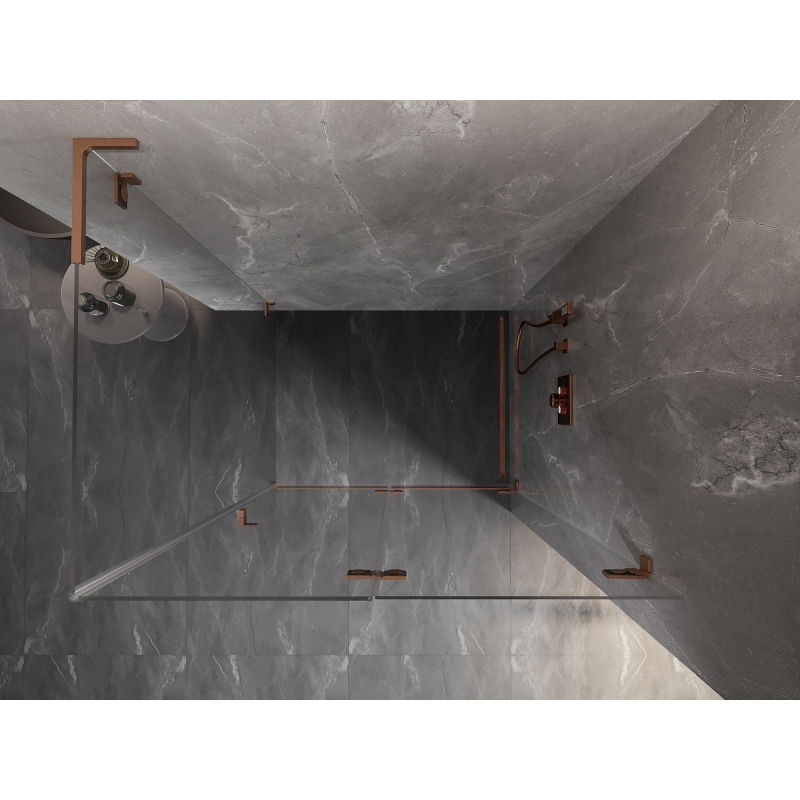 Mexen Lunar-F L душ кабина сгъваема дясна 95 x 70 см, прозрачна, четкана мед - 836L-095-070-65-00-P