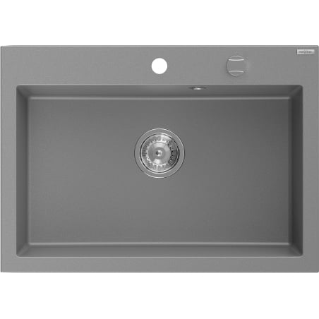Mexen Elix гранитна мивка с една камера 700 x 500 мм, сива, хромиран сифон - 6526701005-71