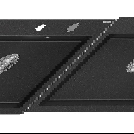 Mexen Elix гранитна мивка с 1 камера 700 x 500 мм, черно/сребърен металик, хромиран сифон - 6526701005-73