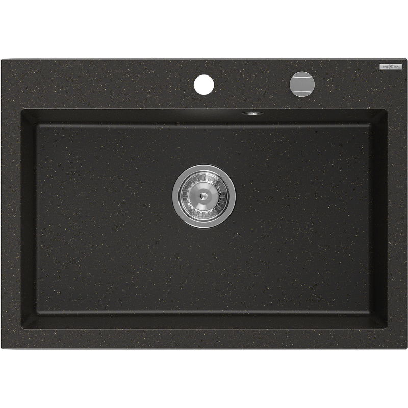 Mexen Elix кухненска мивка от гранит 1-камерна 700 x 500 мм, черно/златен металик, сифон хром - 6526701005-75