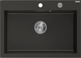 Mexen Elix кухненска мивка от гранит 1-камерна 700 x 500 мм, черно/златен металик, сифон хром - 6526701005-75
