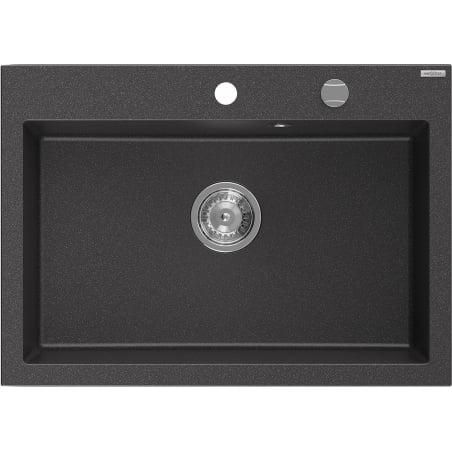 Mexen Elix гранитна мивка с 1 отделение 700 x 500 mm, черно петнисто, хромиран сифон - 6526701005-76