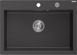 Mexen Elix гранитна мивка с 1 отделение 700 x 500 mm, черно напечено, сифон хром - 6526701005-76