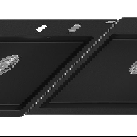 Mexen Elix кухненска мивка от гранит с 1 камера 700 x 500 мм, черна, сифон хром - 6526701005-77