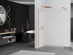 Mexen Kioto душева стена Walk-in 140 x 200 см, матово стъкло 8 мм, розово злато - 800-140-101-60-30