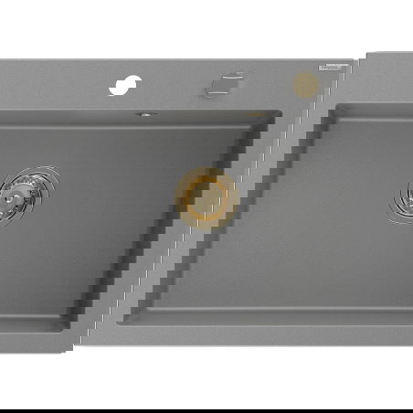 Mexen Elix гранитна мивка с 1 отделение 700 x 500 мм, сива, златен сифон